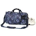Boulder Bee Crossbody Pickleball Bags, Pickleball Sport Sling Bag for Women, Duffel Bags w Wet Pocket & Shoes Compartment, with Racquet/Paddle Holder (Blue Cashew Flower)