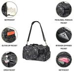 Boulder Bee Crossbody Pickleball Bags, Pickleball Sport Sling Bag for Women, Duffel Bags w Wet Pocket & Shoes Compartment, with Racquet/Paddle Holder (Blue Cashew Flower)