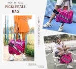 LESCATO Pink Pickleball Bag Set with Racket Compartment, Quilted Sports Tote Bag, Adjustable Shoulder Strap, Crossbody Strap, Fits 2 Rackets