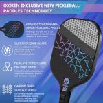 SS OXIKEN Pickleball Paddles Set of 2, USAPA Approved Carbon Fiber Pickle Ball Paddle (CHS) Polypropylene Honeycomb Core, Anti Slip Sweat Absorbing Grip, 2 Outdoor Pickleball, 2 Indoor Pickleball, Bag