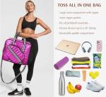 LESCATO Pink Pickleball Bag Set with Racket Compartment, Quilted Sports Tote Bag, Adjustable Shoulder Strap, Crossbody Strap, Fits 2 Rackets