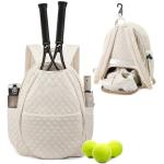 Sucipi Tennis Bags for Women, Quilted Tennis Racket Bag with Shoe Compartment, Large Capacity Tennis Backpack for Tennis Racquet, Pickleball Paddles, Badminton