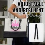 InnoBeta Pickleball Gifts for Women Canvas Tote Stuff Bag with Top Zipper, Shoulder Strap for Pickle Ball Players, Coaches for Christmas - Pickleball Queen