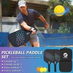 SS OXIKEN Pickleball Paddles Set of 2, USAPA Approved Carbon Fiber Pickle Ball Paddle (CHS) Polypropylene Honeycomb Core, Anti Slip Sweat Absorbing Grip, 2 Outdoor Pickleball, 2 Indoor Pickleball, Bag