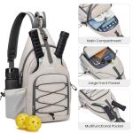 G4Free Pickleball Bag, Men's and Women's Pickleball Backpack, Adjustable Crossbody Sling Bag, Lightweight Ball Paddle Backpack,Ivory