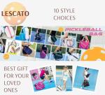 LESCATO Pink Pickleball Bag Set with Racket Compartment, Quilted Sports Tote Bag, Adjustable Shoulder Strap, Crossbody Strap, Fits 2 Rackets