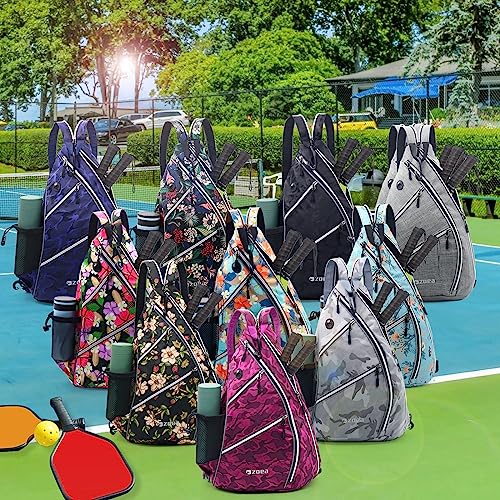 Camouflage Rose Pickleball Bag with Adjustable Water Bottle Holder