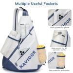 KAVIGOR 2025 Pickleball Sling Bag, Convertible Ultra-Light Backpack with Skin-Soft Fabric & Wet/Dry Pocket, Fits 4 Paddles + Gear