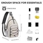 G4Free Pickleball Bag, Men's and Women's Pickleball Backpack, Adjustable Crossbody Sling Bag, Lightweight Ball Paddle Backpack,Ivory