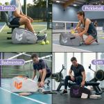 Smartway Tennis Bag for Men Women, 6 Rackets Large Racquet Bag with Shoe Compartment & Insulated Pocket, Waterproof Gym Backpack & Sports Duffel for Pickleball, Training and Daily Use (Gray)