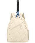ecosmile Drawstring Tennis Backpack, Puffer Tennis Racket Bag with Shoe Compartment & Wet Pocket Gym Bag for Women, Suitable for Pickleball Tennis Badminton (Beige)