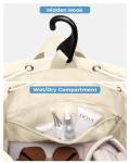 ecosmile Drawstring Tennis Backpack, Puffer Tennis Racket Bag with Shoe Compartment & Wet Pocket Gym Bag for Women, Suitable for Pickleball Tennis Badminton (Beige)