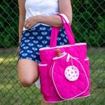 Queen of the Court Pickleball bag for Women, large size covertible pickle ball tote and backpack and padel bag (Hot Pink Hottie)