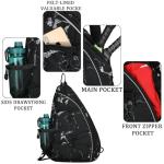 Goloni Pickleball Sling Bag for Men Women, Lightweight Pickleball Backpack with Fence Hook, Large Capacity Pickleball Bag with Anti-Theft Pocket, Water-Resistant for Tennis Padel Sports,Black White