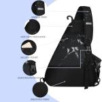 Goloni Pickleball Sling Bag for Men Women, Lightweight Pickleball Backpack with Fence Hook, Large Capacity Pickleball Bag with Anti-Theft Pocket, Water-Resistant for Tennis Padel Sports,Black White