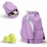 Pickleball Backpack for Women, Fit 2 to 4 Paddles, Pickleball Backpack with Shoe Compartment, Pickle Bag as Gifts for Beginner, Large Capacity Pickle Ball Bag with Paddle Cover Pocket (Purple)