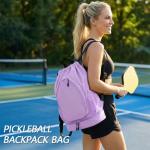 Pickleball Backpack for Women, Fit 2 to 4 Paddles, Pickleball Backpack with Shoe Compartment, Pickle Bag as Gifts for Beginner, Large Capacity Pickle Ball Bag with Paddle Cover Pocket (Purple)