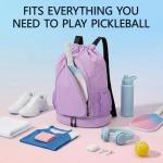 Pickleball Backpack for Women, Fit 2 to 4 Paddles, Pickleball Backpack with Shoe Compartment, Pickle Bag as Gifts for Beginner, Large Capacity Pickle Ball Bag with Paddle Cover Pocket (Purple)