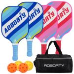 AOBORTY Pickleball Paddles 4 Pack - USAPA Light Graphite Premium Rackets Fiber Face & Polymer Honeycomb Core Pickleball Set with 6 Outdoor Indoor Balls Including Portable Carry Bag