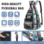 SunForMorning Pickleball Bag, Tactical Pickleball Backpack for Women Men, Adjustable Sling Bag with Fence Hook Water Bottle (Includes 2 Patches+1Carabiner), Leaf