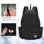 BEEYEO Tennis Bag, Professional Quilted Tennis Backpack Tennis Racket Bags for Women Men for Pickleball Tennis Badminton (Black)
