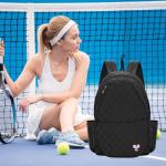 BEEYEO Tennis Bag, Professional Quilted Tennis Backpack Tennis Racket Bags for Women Men for Pickleball Tennis Badminton (Black)