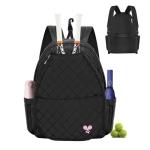 BEEYEO Tennis Bag, Professional Quilted Tennis Backpack Tennis Racket Bags for Women Men for Pickleball Tennis Badminton (Black)