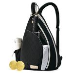VELADAY Pickleball Bag for Women Chic Quilted Sling Bag, Fits 2 Paddles, Lightweight Weatherpoorf for Court & Daily Use, Black