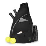 Goloni Pickleball Bag for Women Men, Convertible Pickleball Backpack Sling Bag with Fence Hook, Waterproof Polyester Paddle Bag with Multiple Compartments,Black