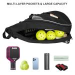 Goloni Pickleball Bag for Women Men, Convertible Pickleball Backpack Sling Bag with Fence Hook, Waterproof Polyester Paddle Bag with Multiple Compartments,Black