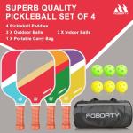 AOBORTY Pickleball Paddles 4 Pack - USAPA Light Graphite Premium Rackets Fiber Face & Polymer Honeycomb Core Pickleball Set with 6 Outdoor Indoor Balls Including Portable Carry Bag