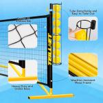 TEILLNET Pickleball Set with Net & Metal Ball Holder - Portable 22FT Regulation Size Net, 4 Wooden Paddles, 4 Balls and Carry Bag, Weather-Resistant Metal Frame, Perfect for Outdoor Indoor Driveway
