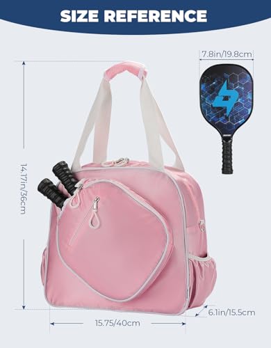 DEERFAMY Large Pickleball Tote Bag for Women, Pink