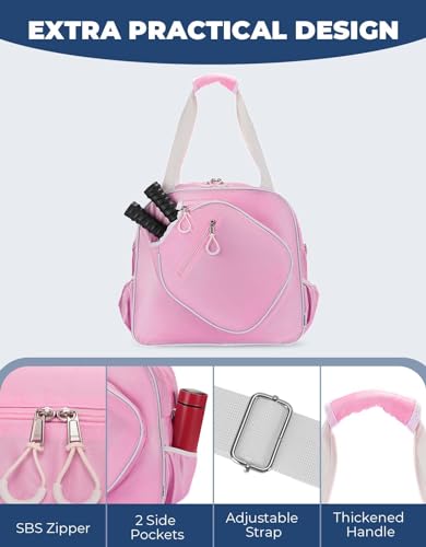 DEERFAMY Large Pickleball Tote Bag for Women, Pink