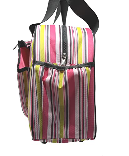 Pink stripe pickleball bag fits 2+ paddles, essentials