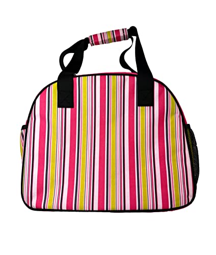 Pink stripe pickleball bag fits 2+ paddles, essentials