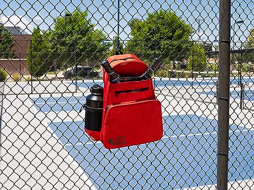 Red Pickleball Backpack with Cooler, Paddle Compartment & Pockets
