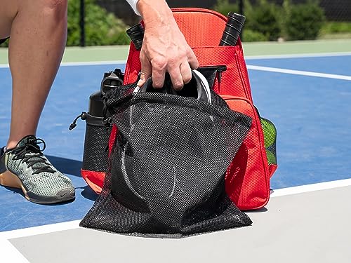 Red Pickleball Backpack with Cooler, Paddle Compartment & Pockets