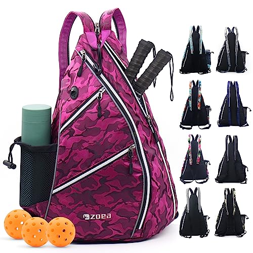 Camouflage Rose Pickleball Bag with Adjustable Water Bottle Holder