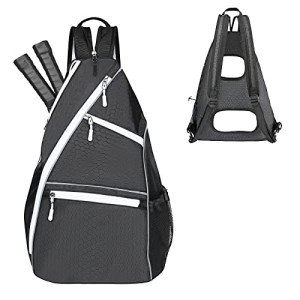 RZMAYIS Pickleball Bag Crossbody Sling Bag for Paddle Pickle-Ball Equipment Backpack Men's and Women's Adjustable Bag for Pickleball, Tennis, Racketball (Black-2)