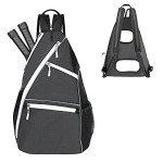 RZMAYIS Pickleball Bag Crossbody Sling Bag for Paddle Pickle-Ball Equipment Backpack Men's and Women's Adjustable Bag for Pickleball, Tennis, Racketball (Black-2)
