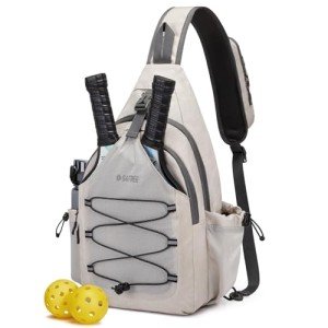 G4Free Pickleball Bag, Sport Pickleball Sling Bag for Women Men, Lightweight Pickleball Paddle Bag Pickleball Rackets Bags, Ivory, L, Casual Daypack