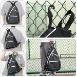 RZMAYIS Pickleball Bag Crossbody Sling Bag for Paddle Pickle-Ball Equipment Backpack Men's and Women's Adjustable Bag for Pickleball, Tennis, Racketball (Black-2)