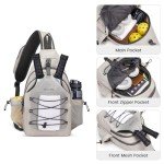 G4Free Pickleball Bag, Sport Pickleball Sling Bag for Women Men, Lightweight Pickleball Paddle Bag Pickleball Rackets Bags, Ivory, L, Casual Daypack