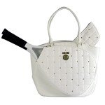 Court Couture Cassanova Studded Quilted White Tennis Tote Bag, Pickleball Bag, Women tennis bag, Women tennis tote, Women pickleball bag, Tennis bag for women, Designer tennis bag, Unique tennis bag,