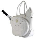 Court Couture Cassanova Studded Quilted White Tennis Tote Bag, Pickleball Bag, Women tennis bag, Women tennis tote, Women pickleball bag, Tennis bag for women, Designer tennis bag, Unique tennis bag,