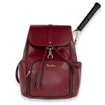 NiceAces Women's SARA 2-Racquet Designer Tennis Backpack - Handmade - Vegan Leather, Maroon