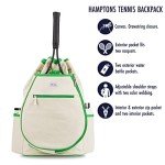 Ame & Lulu Hamptons Tennis Backpack - Adjustable Shoulder Straps - Limeade - 1 Count