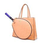 niceaces Women's MAYA 2-Racquet Designer Tennis Tote - Handmade - Vegan Leather, Coral