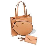 niceaces Women's MAYA 2-Racquet Designer Tennis Tote - Handmade - Vegan Leather, Coral